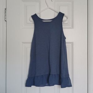 Navy sleeveless shirt with ruffle